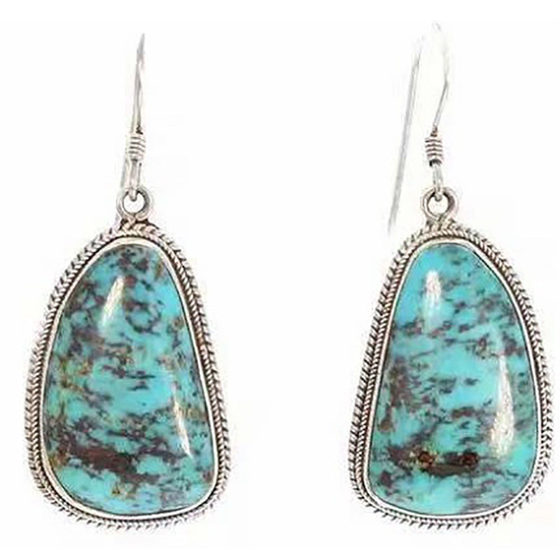 Wholesale Statemente Green Turquoise Metal Earrings